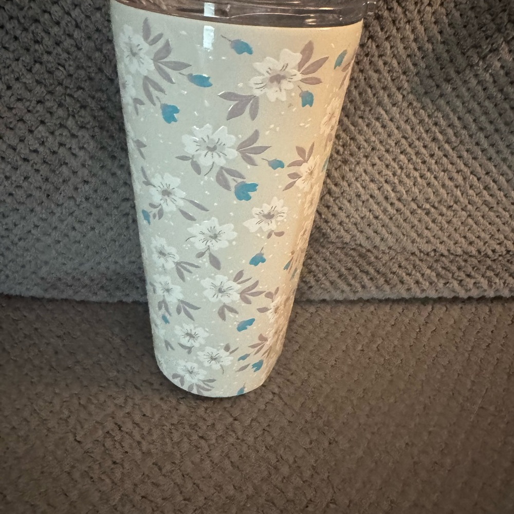 Corkcicle Floral Tumbler - Cream and Blue